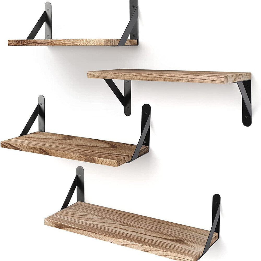 Set of 4 wooden floating shelves made from tung wood