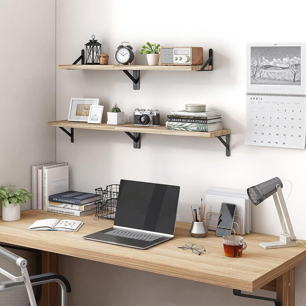 Set of 4 wooden floating shelves made from tung wood